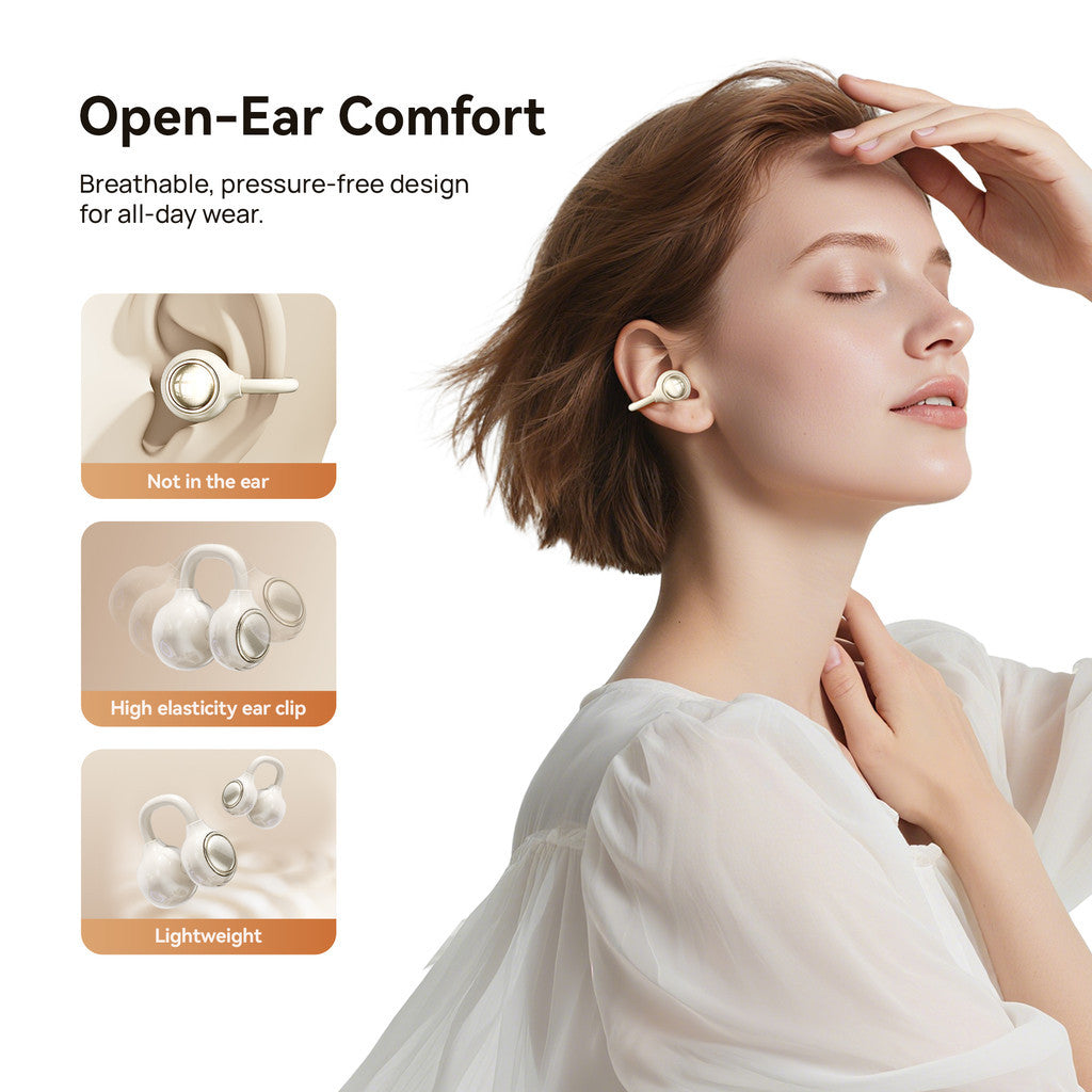 KiiP Airnora 2 In 1 Open Air and In Ear TWS Earphone Earclip Built in Mirror Sleep Earbuds Bluetooth 6.0