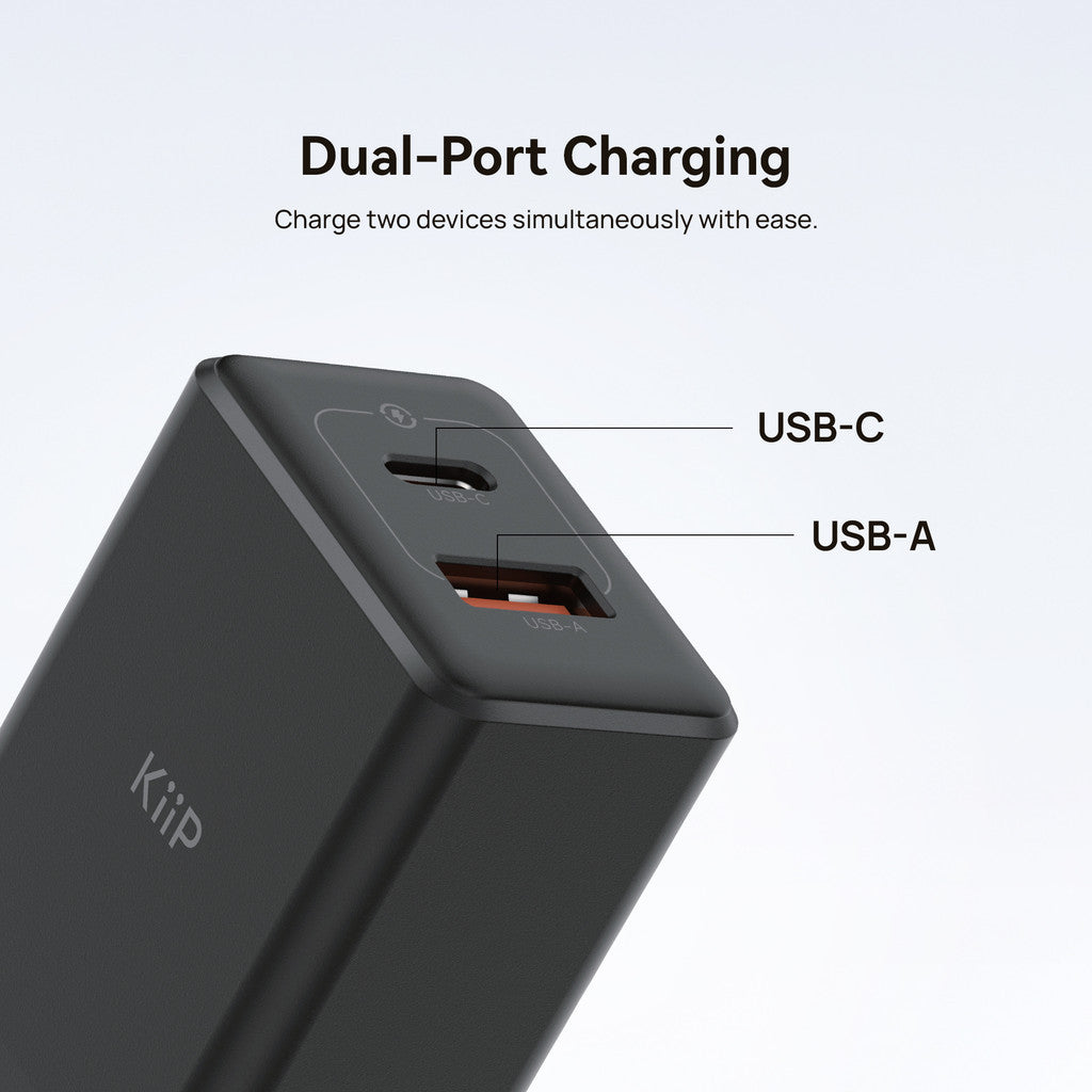 KiiP C20W Dual Port USB A+C 20W Compact Mini Wall Charger Adaptor Kepala Fast Charging