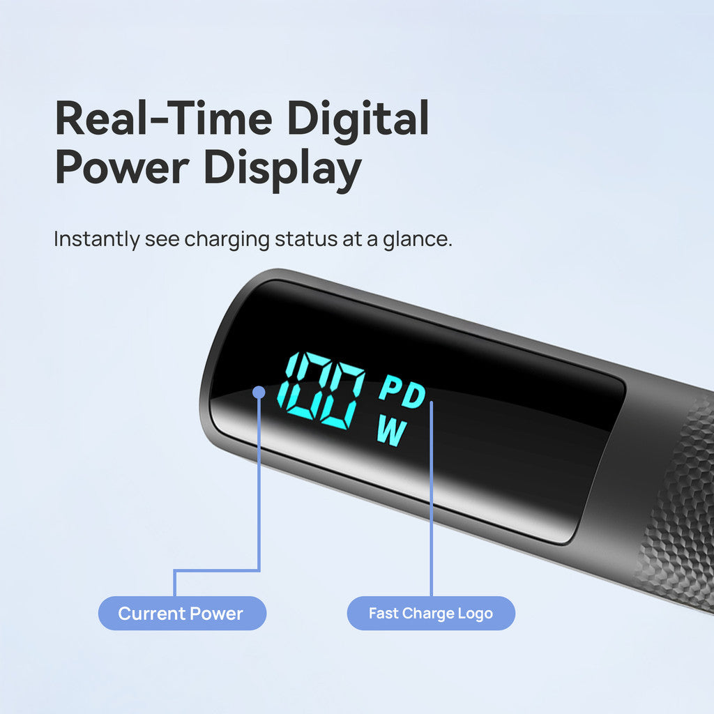 KiiP Kabel Data DCC 100W Fast Charging Braided Cable C To C Digital Display