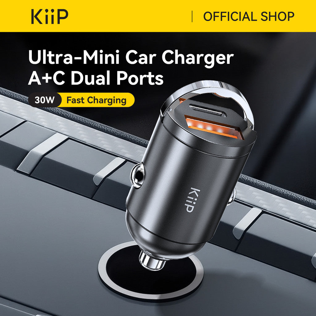 KiiP Car Charger Mini PD 30W Fast Charging USB A + Type C