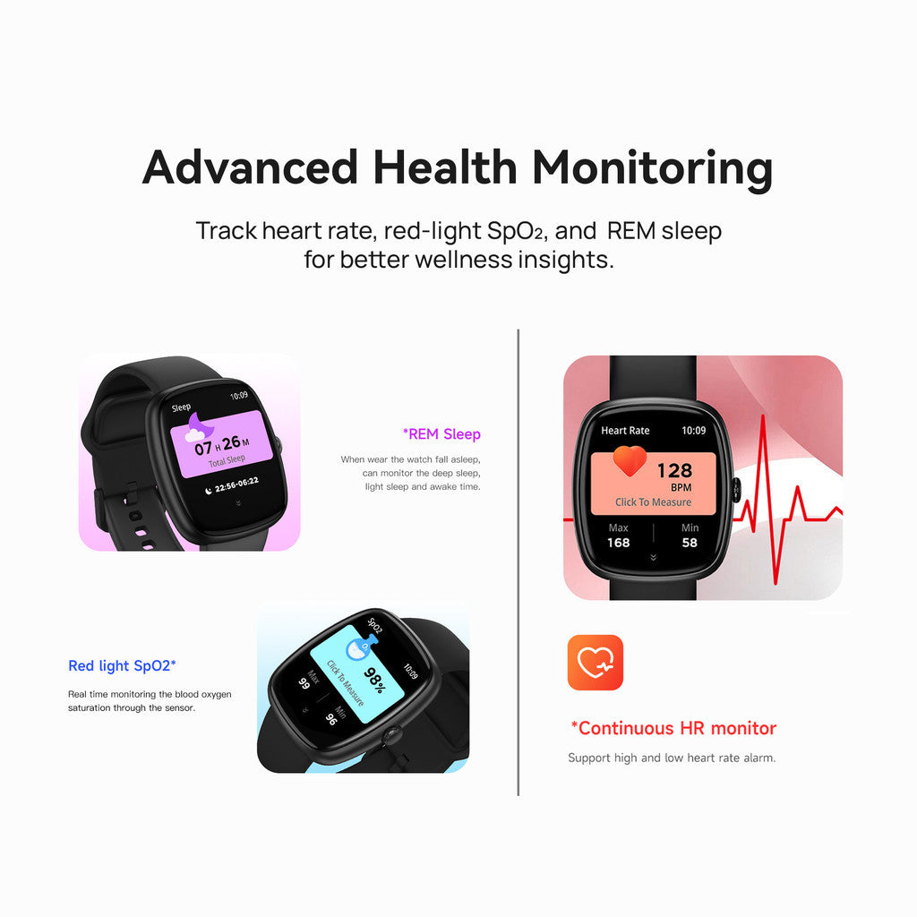 KiiP T69 Smartwatch Full Touch Screen Bluetooth Call Jam Tangan Pria Wanita Custom Wallpaper 1.8 TFT Health Monitoring IPX68 Waterproof