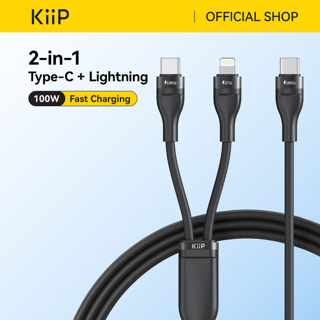 KiiP Pudding Series Fast Charging Cable 2in1 C To C PD 100W C To L 27W 1.5M