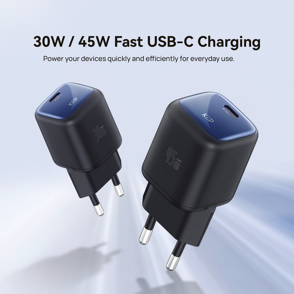 KiiP Compact Series GaN Charger up to 45W Mini Wall Adaptor Travel Kepala Charger Fast Charging
