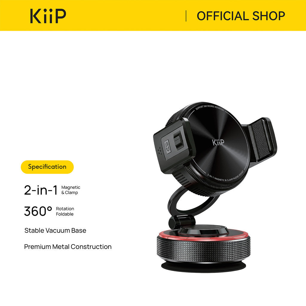 KiiP MG03 Phone Holder 2in1 Magnetic & Clamp Foldable 360° Rotation Magsafe & Non- Magsafe Compatible