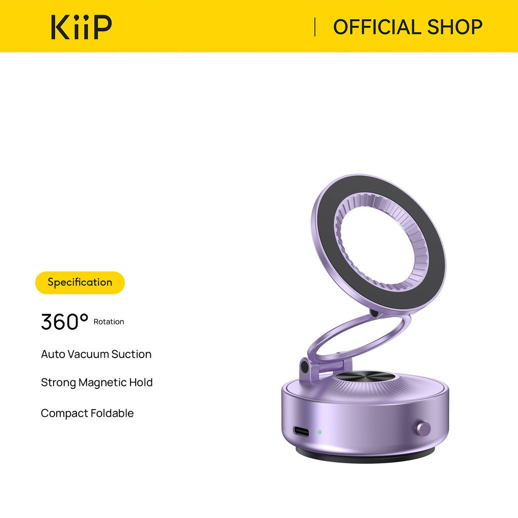 KiiP MG02 Phone Holder Compact Foldable 360° Rotation Vacuum Suction Strong Magnetic