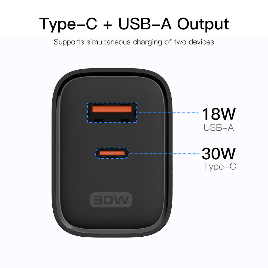 KiiP C30E Wall Charger Adaptor GaN 30W Fast Charging Kepala Charger Mini Travel Adaptor