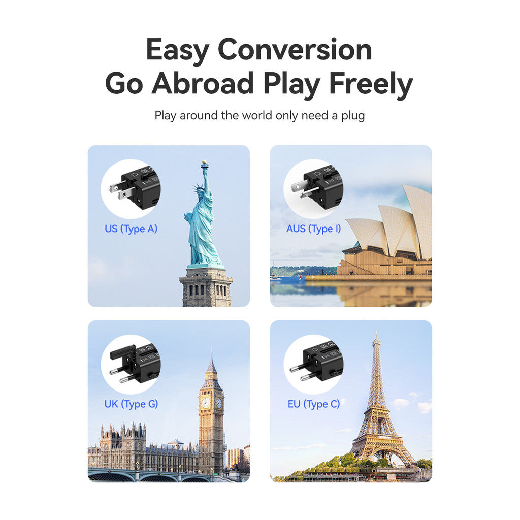 Kiip C35T Universal Travel Adaptor Charger Mini Fast Charging 45w GaN Portable Travel