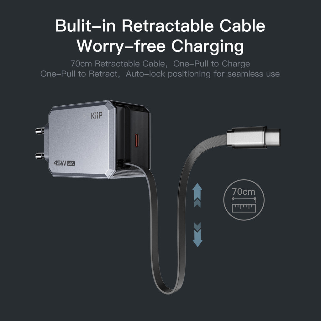 KiiP C42E Adaptor Gan6 Fast Charging 45W Kepala Charger QC 3.0 PPS PD 3.0