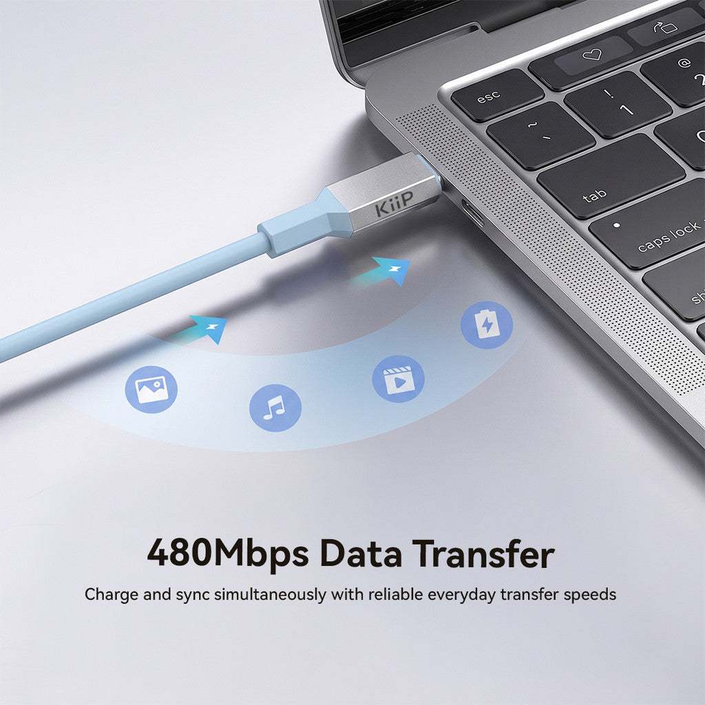 KiiP Cable S240 USB C to C PD 240W Fast Charging for Laptop Tab Phone 480Mbps Data Transfer