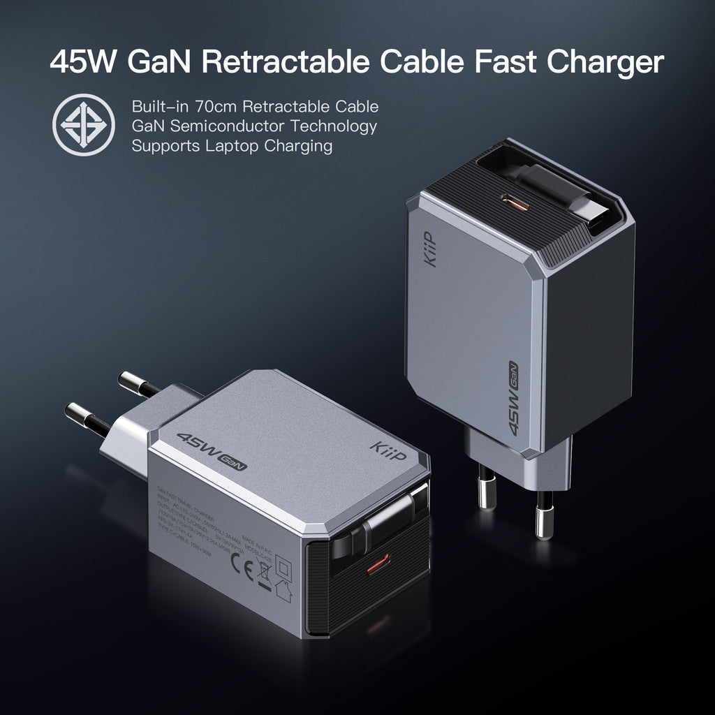 KiiP C42E Adaptor Gan6 Fast Charging 45W Kepala Charger QC 3.0 PPS PD 3.0
