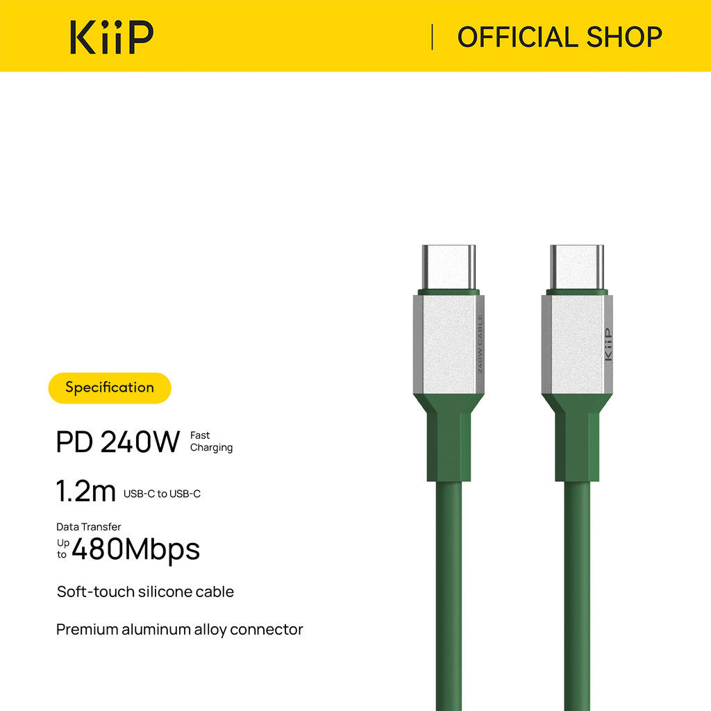 KiiP Cable S240 USB C to C PD 240W Fast Charging for Laptop Tab Phone 480Mbps Data Transfer