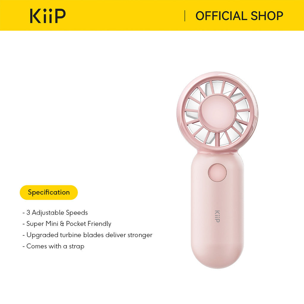 KiiP FAN08 Pocket Fan Handheld Kipas Angin Super Mini 3 Speed With Strap