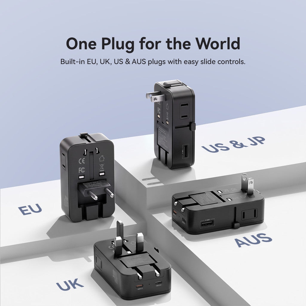 KiiP C40T Slim Universal Travel Charger Adapter 40W GaN Charge up To 6 Devices