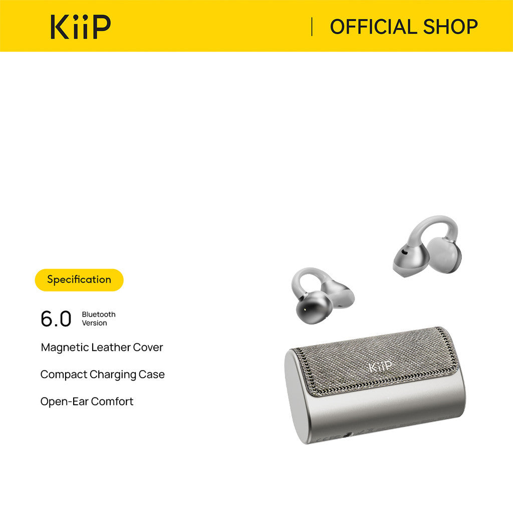 KiiP DTH30 OWS Earphone Bluetooth 6.0 Flexible Clip Premium Leather Compact Case