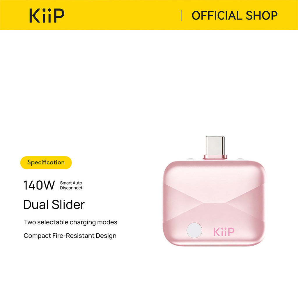 KiiP Smart Auto-Disconnect Adapter 140W Type-C Auto Power Off-Eject Adapter Charging Safe Pelindung Baterai Auto Pop-up