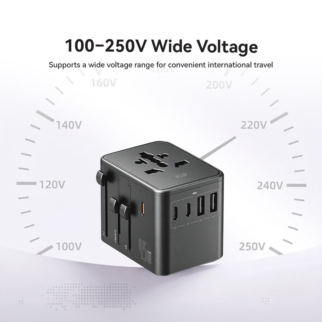 KiiP C45T Travel Adaptor GaN Adapter Charger Universal PD Fast Charging 45W