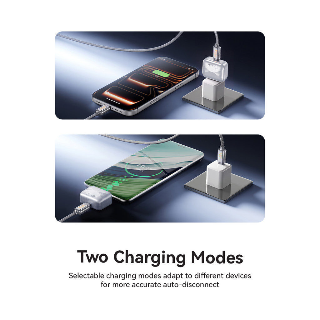KiiP Smart Auto-Disconnect Adapter 140W Type-C Auto Power Off-Eject Adapter Charging Safe Pelindung Baterai Auto Pop-up