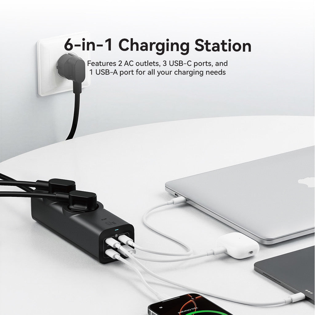 KiiP TD67 Smart Power Strip GaN 67W 6in1 Charger Stop Kontak Surge Protection Multiple Socket PPS PD QC