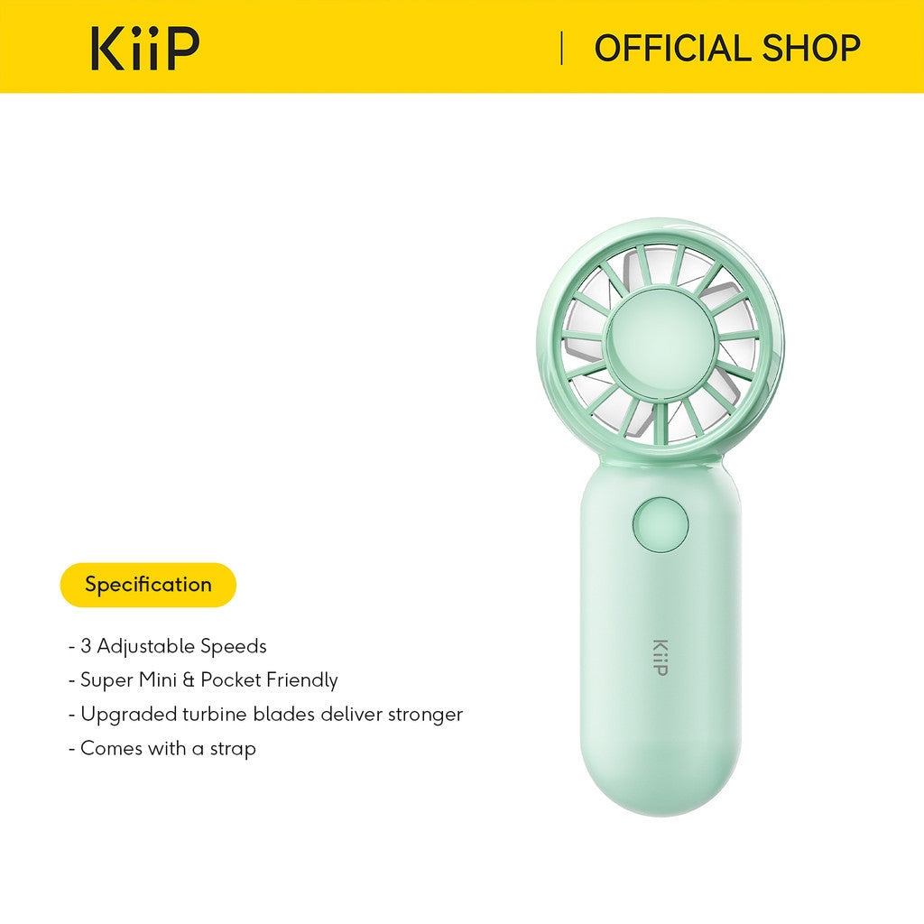 KiiP FAN08 Pocket Fan Handheld Kipas Angin Super Mini 3 Speed With Strap