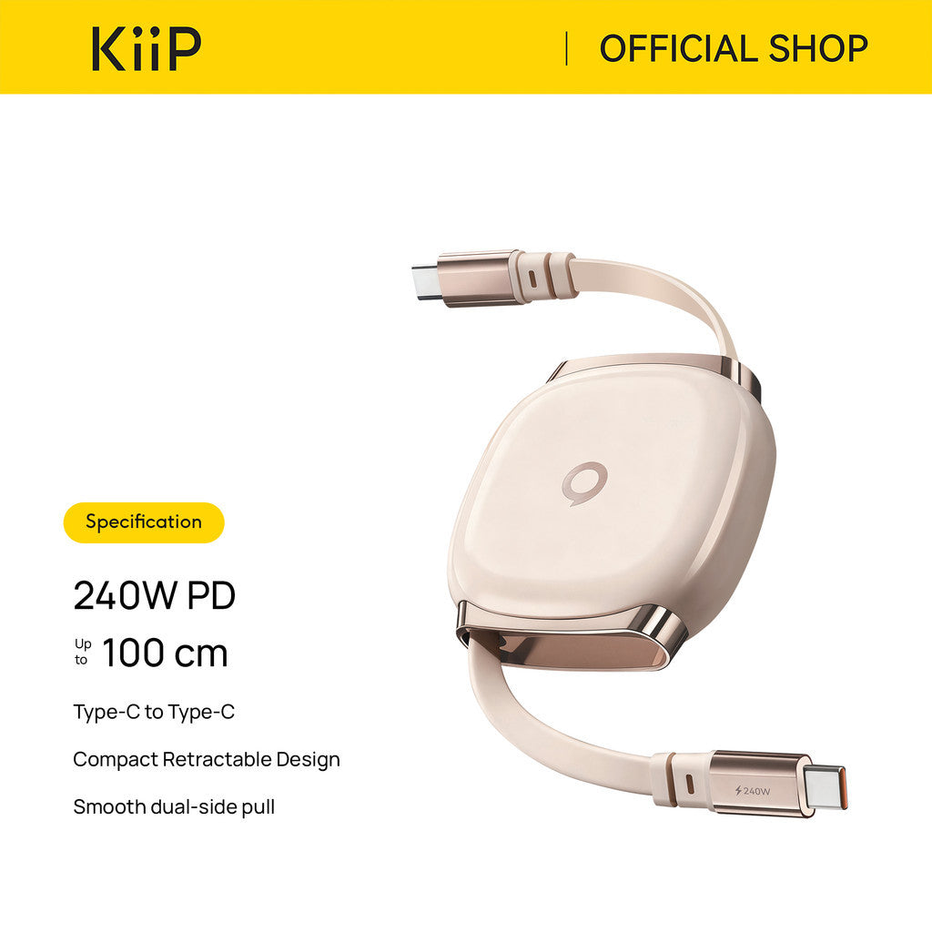 KiiP PowerCube Retractable Charging Cable Up To 240W C to C/C to L