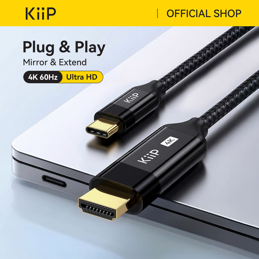 KiiP Kabel USB Type C To HDMI Cable Adapter Male to Male 4K 60hz 1.8M Laptop HDTV Monitor Ultra HD Display