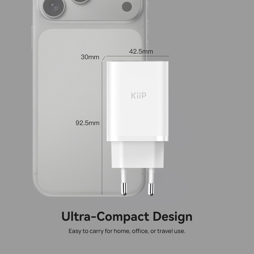 KiiP Mini Wall Charger GaN 45W Fast Charging PD QC 3.0 With Cable