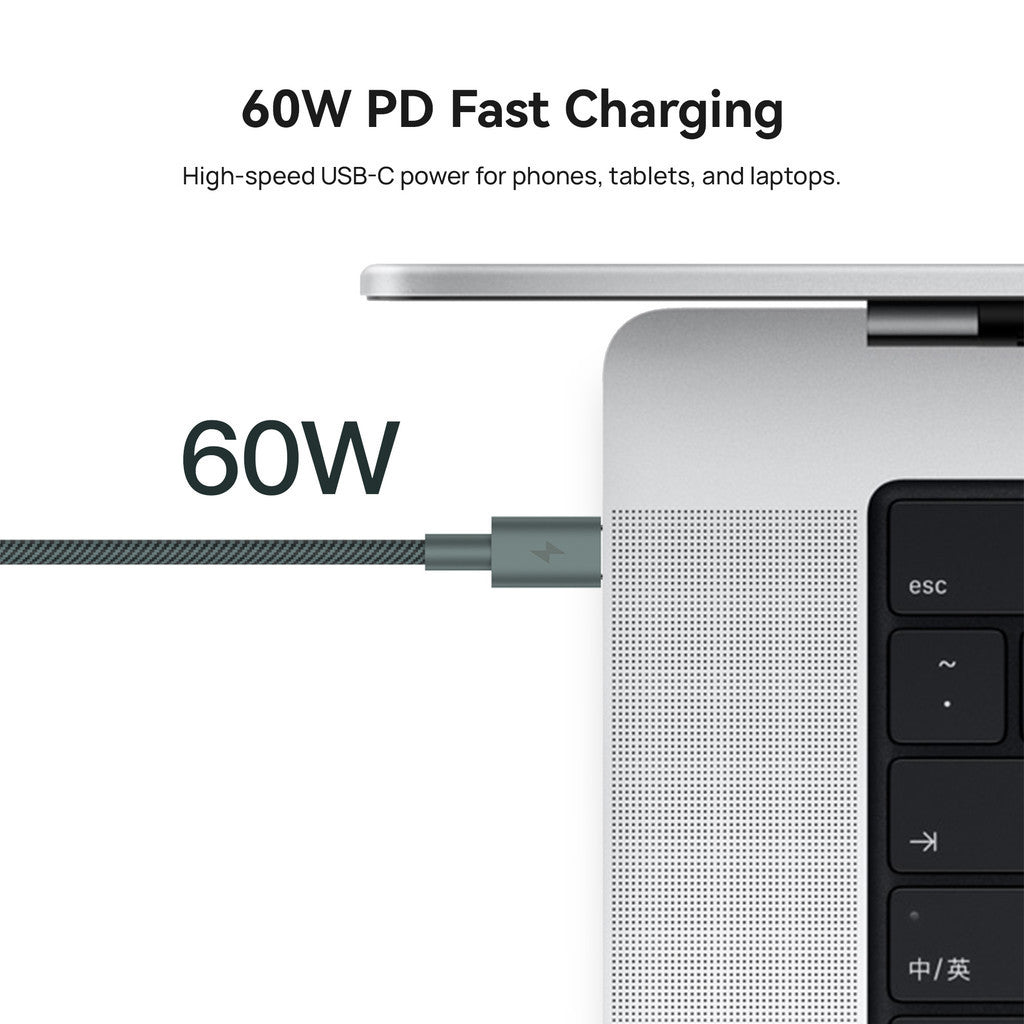 KiiP B60 Kabel Data 60W USB C Braided 50cm Fast Charging Cable PD QC 3.0