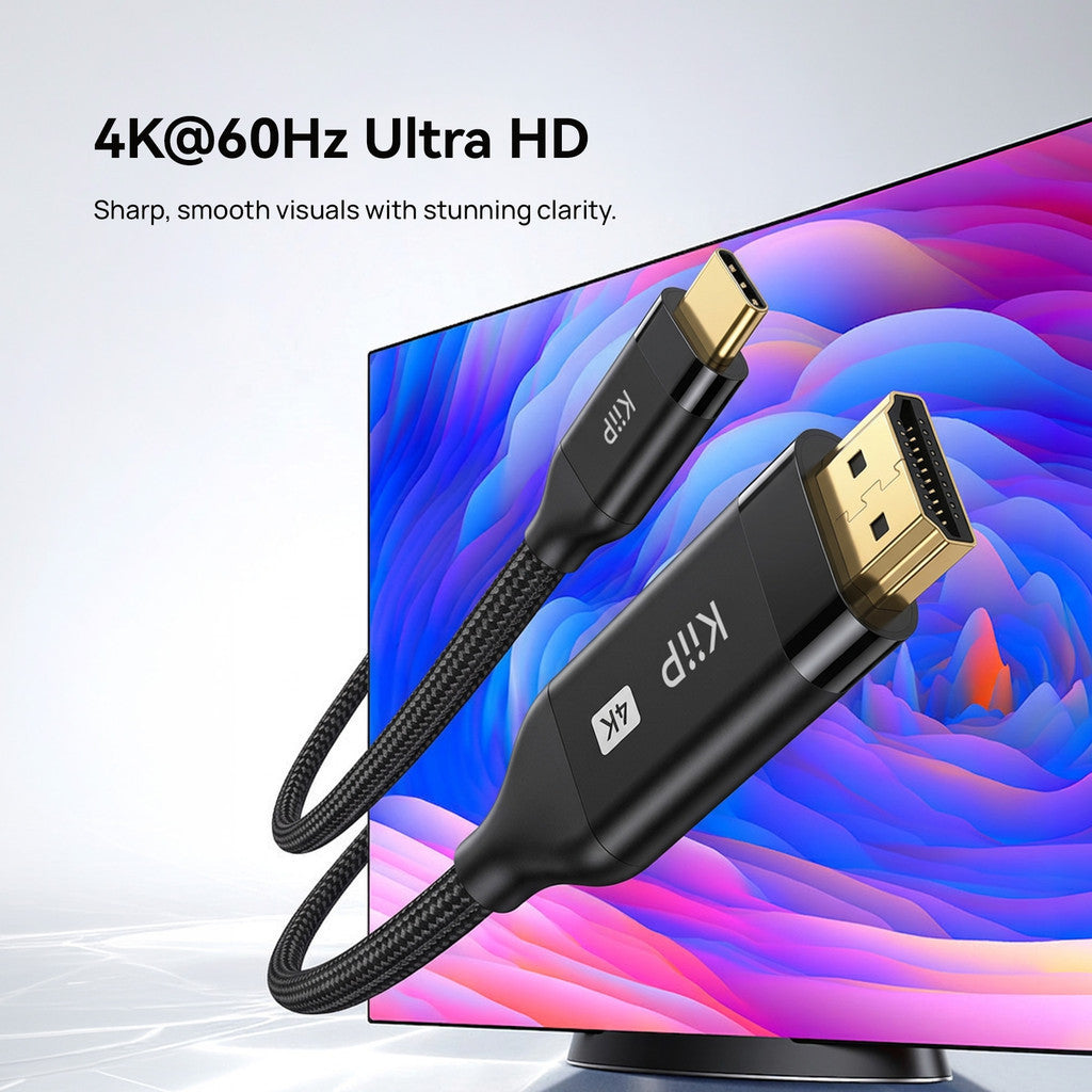 KiiP Kabel USB Type C To HDMI Cable Adapter Male to Male 4K 60hz 1.8M Laptop HDTV Monitor Ultra HD Display