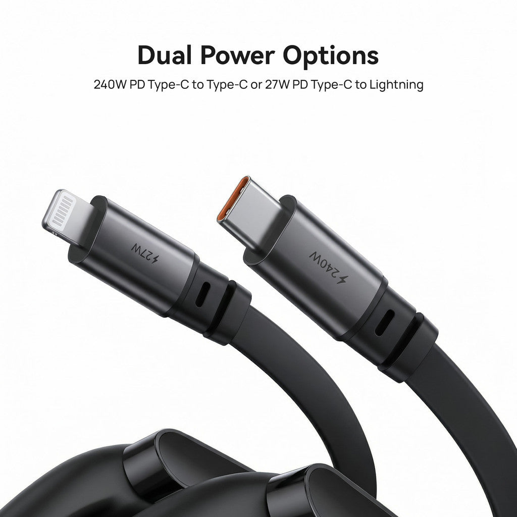 KiiP PowerCube Retractable Charging Cable Up To 240W C to C/C to L
