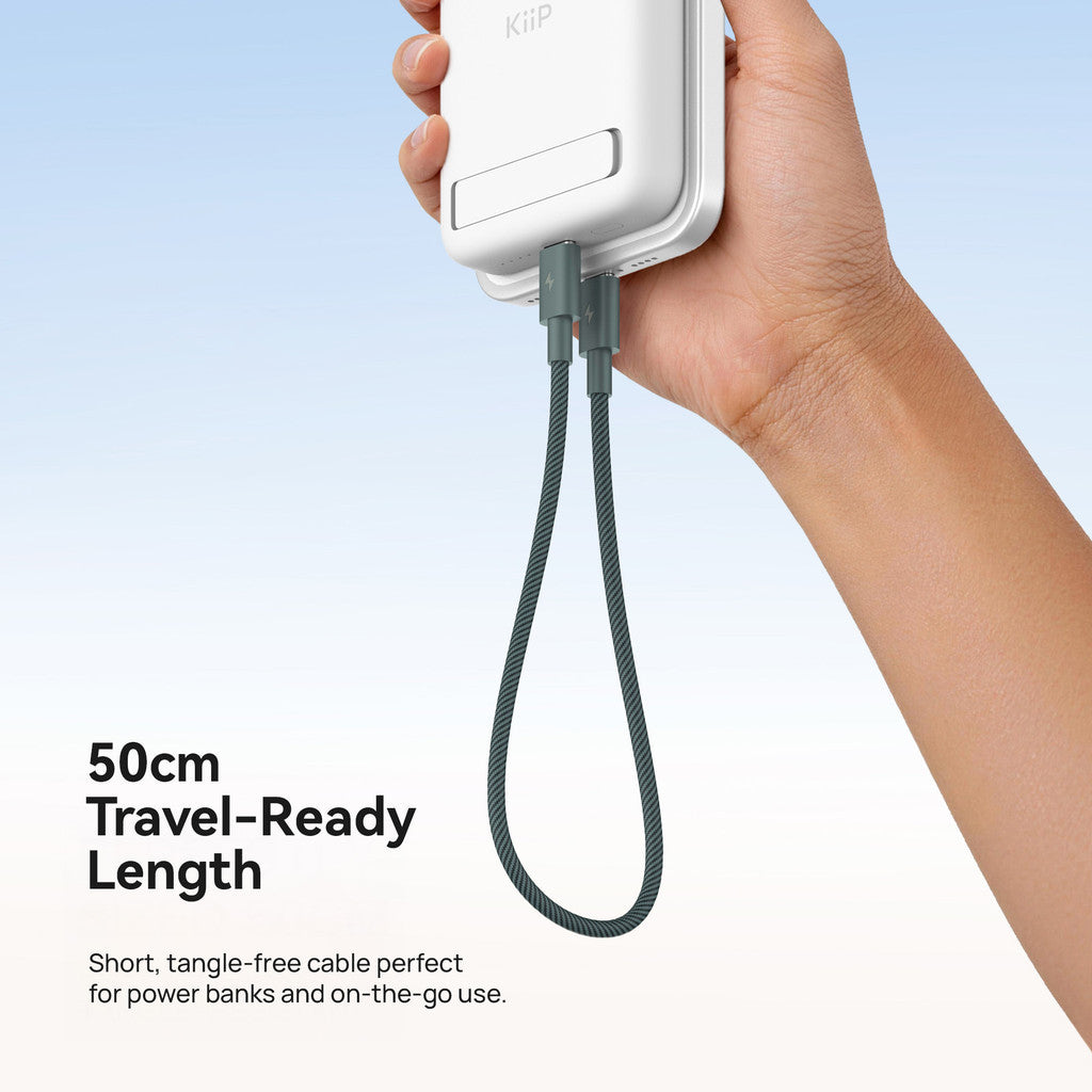 KiiP B60 Kabel Data 60W USB C Braided 50cm Fast Charging Cable PD QC 3.0