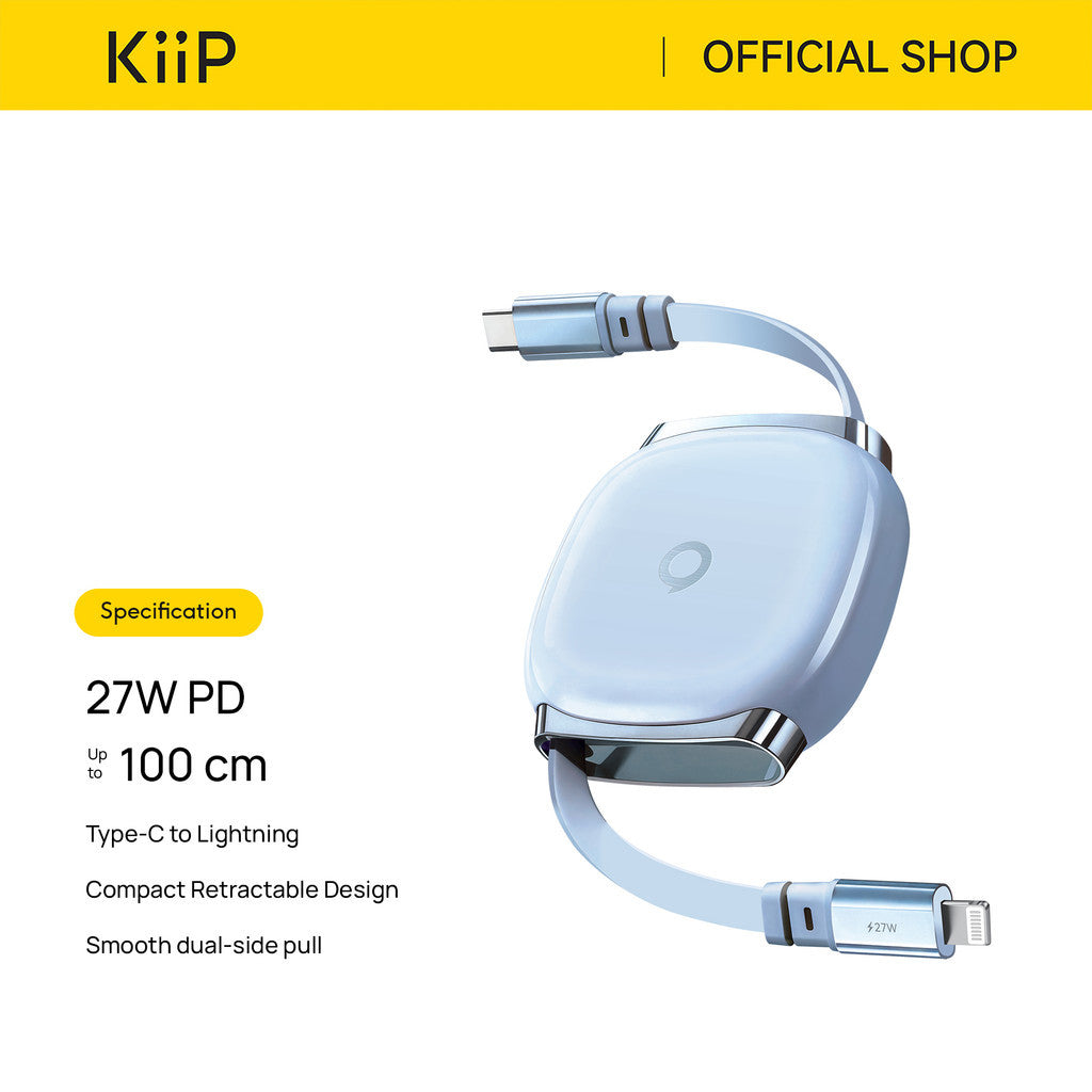 KiiP PowerCube Retractable Charging Cable Up To 240W C to C/C to L