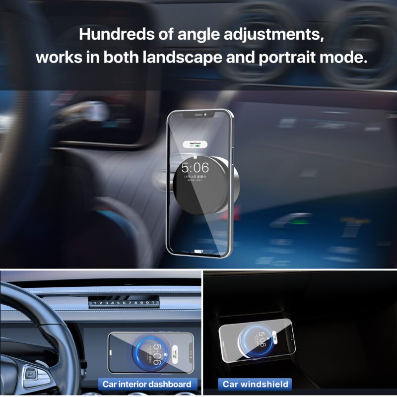 KiiP Wireless MCH07 Magnetic Mount Car Suction Mobile Phone Holder 360° Rotation - Image 4