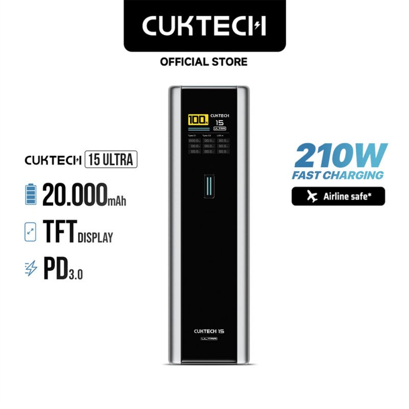 Cuktech 15 Ultra Power Bank 20000mAh 210W USB Type-C Fast Charging