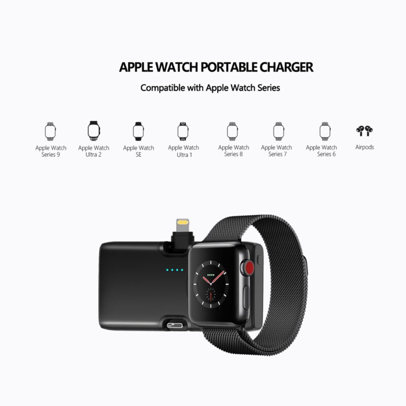 KiiP Power Bank Mini 3in1 Built In Cable Lightning Type C Iwatch Powerbank Fast Charging - Image 6