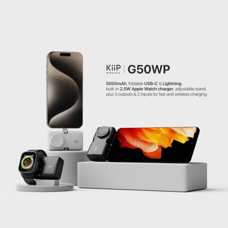 KiiP Power Bank Mini 3in1 Built In Cable Lightning Type C Iwatch Powerbank Fast Charging - Image 2