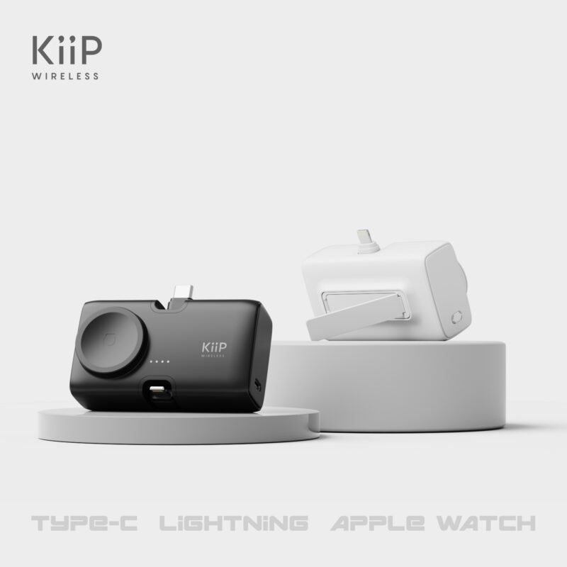 KiiP Power Bank Mini 3in1 Built In Cable Lightning Type C Iwatch Powerbank Fast Charging