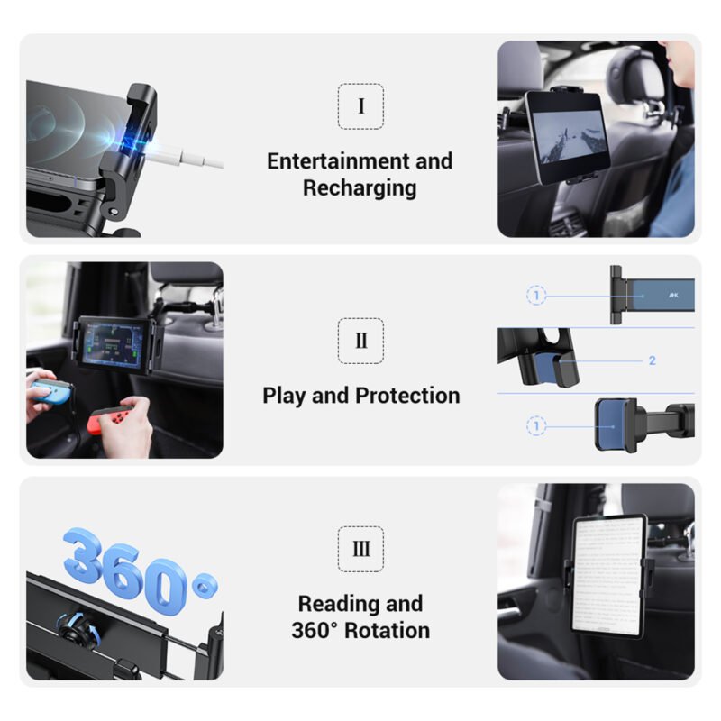 KiiP Backseat Car Holder Car Mount Phone Holder Stand 360° Rotation - Image 2