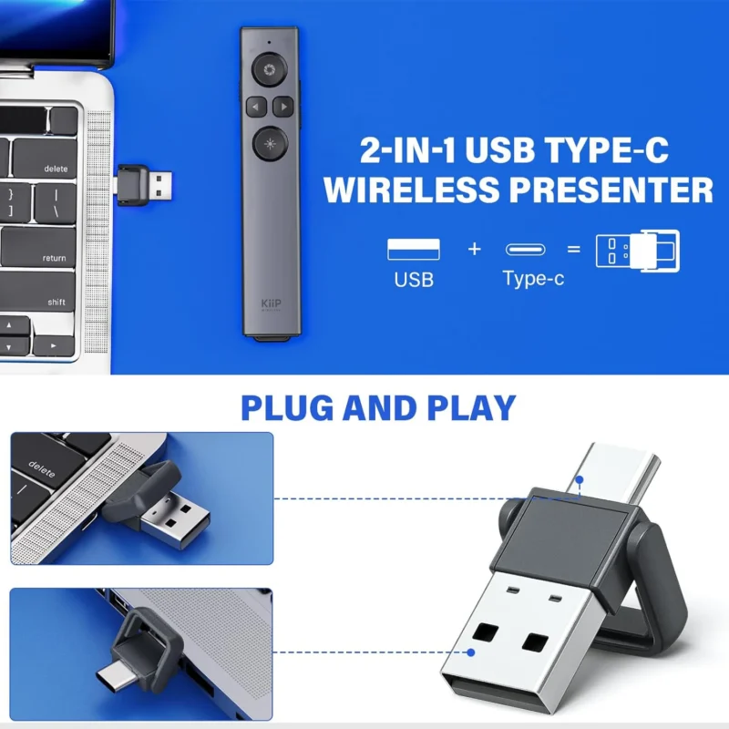 KiiP Wireless LG12 Smart Laser Pointer 2-In-1 Type-C and USB Receiver Presenter Pointer - Image 3