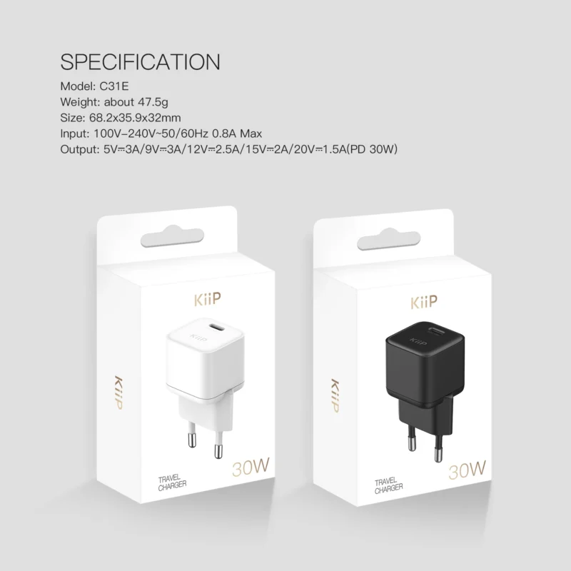 KiiP C31E Wall Charger Adaptor 30W Fast Charging Kepala Charger Mini Travel Adaptor - Image 8