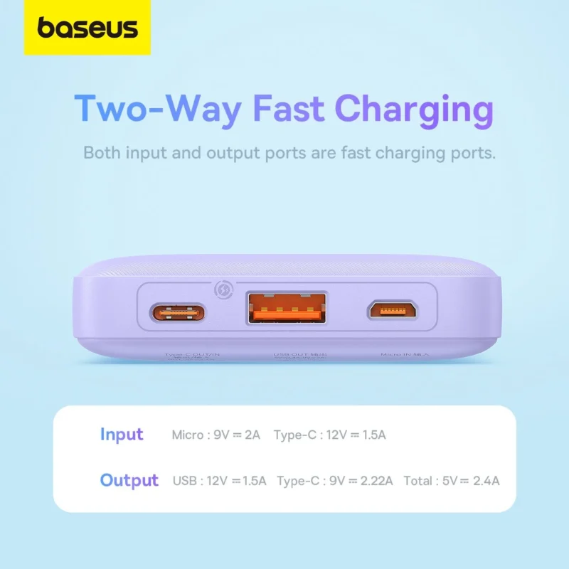 Baseus Airpow Fast Charge Power Bank 10000mAh 20W Quick Charge 3.0 PD - Image 5