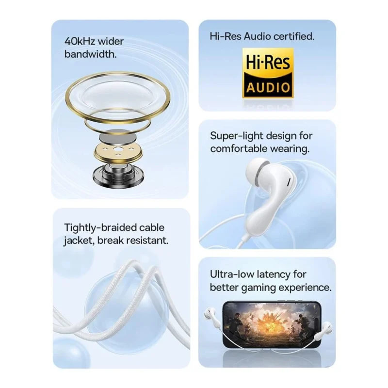 Baseus Headset Handsfree Encok Type-c Wired Earphone CZ20 Mic - Image 14
