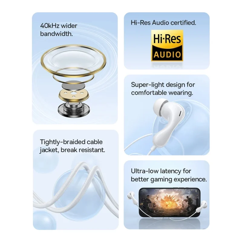 Baseus Headset Handsfree Encok Type-c Wired Earphone CZ20 Mic - Image 13
