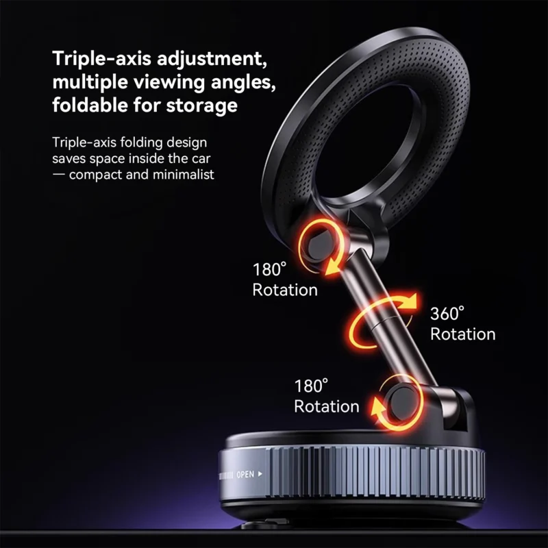 KiiP MCH09 Car Holder Magnetic Adjustable 360° Phone Holder Lipat Electric Mount Car Vacuum Suction - Image 4