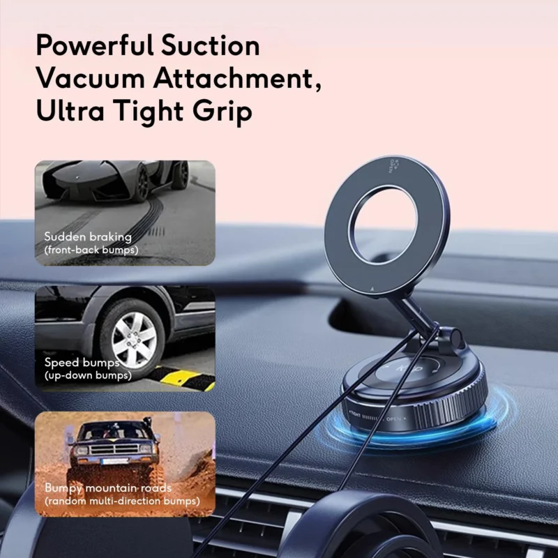 KiiP MCH09 Car Holder Magnetic Adjustable 360° Phone Holder Lipat Electric Mount Car Vacuum Suction - Image 5