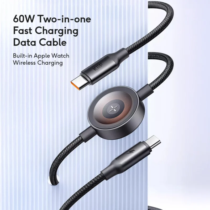 KiiP 2IN1 Kabel Data Iphone Android Fast Charging Built In Wireless Charger Magnetic Apple Watch 60W - Image 4