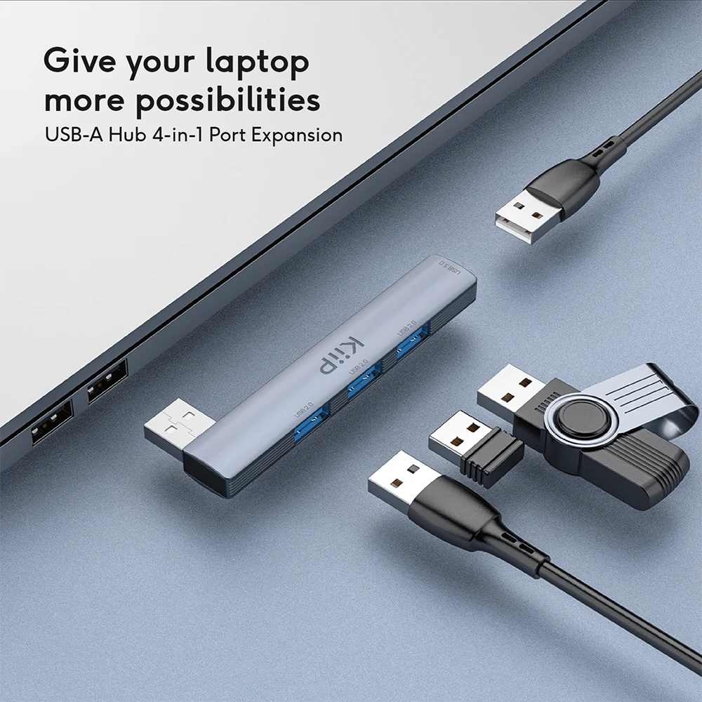 KiiP USB Hub 4 Port 5Gbps 3.0 Ultra Slim Built In Transfer Data Card Slot - Image 2