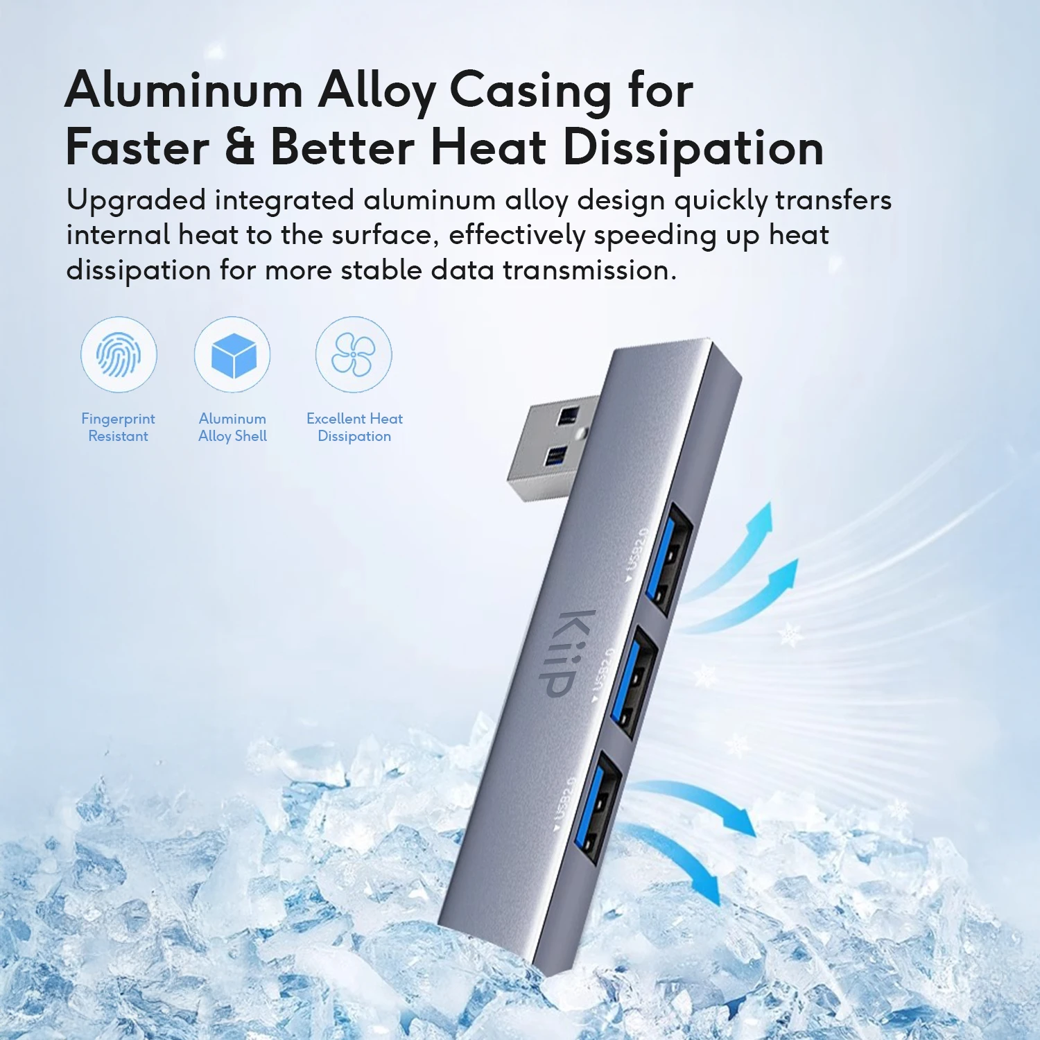 KiiP USB Hub 4 Port 5Gbps 3.0 Ultra Slim Built In Transfer Data Card Slot - Image 4