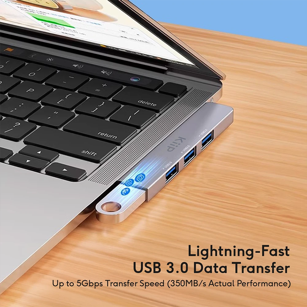 KiiP USB Hub 4 Port 5Gbps 3.0 Ultra Slim Built In Transfer Data Card Slot - Image 5
