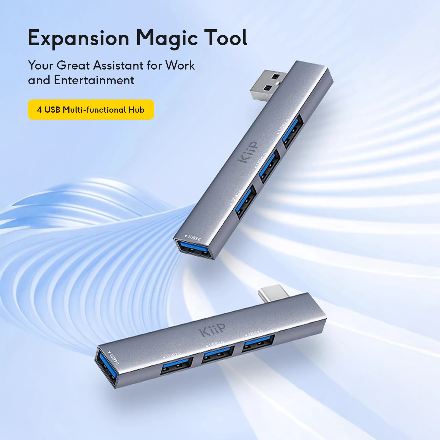 KiiP USB Hub 4 Port 5Gbps 3.0 Ultra Slim Built In Transfer Data Card Slot - Image 8