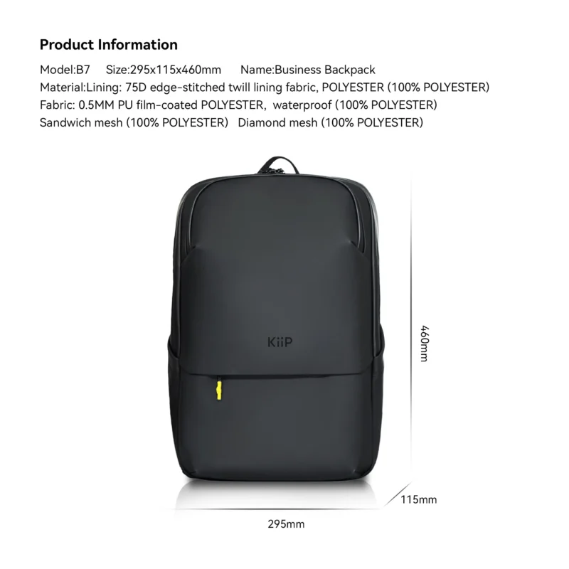 KiiP B7 Tas Laptop Ransel Pria Wanita Anti Air Waterproof Premium Backpack Fits 17 inch - Image 6